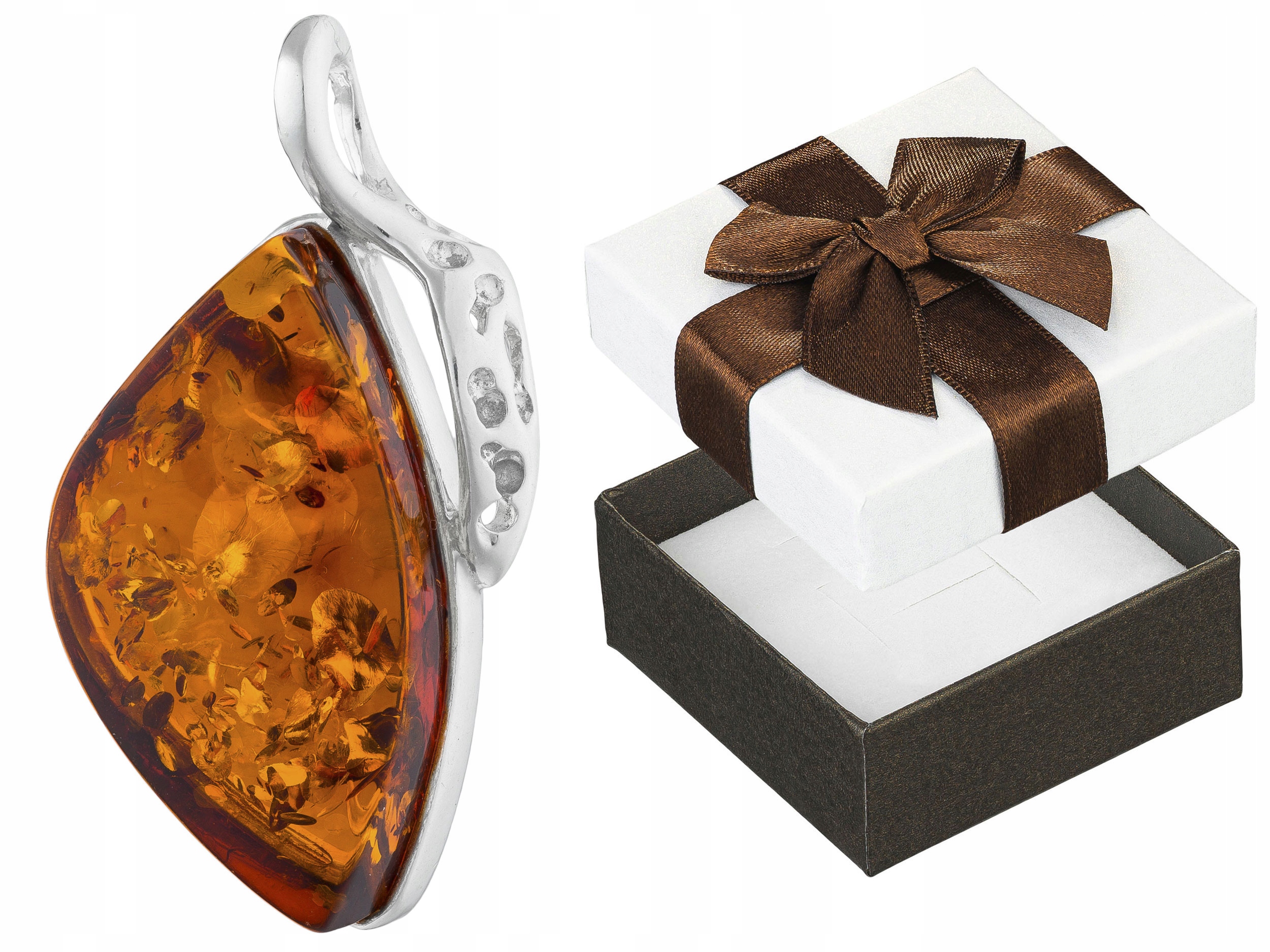 Velký stříbrný přívěsek Unikát s jantarem Ručně vyrobený stříbrný Přívěsek