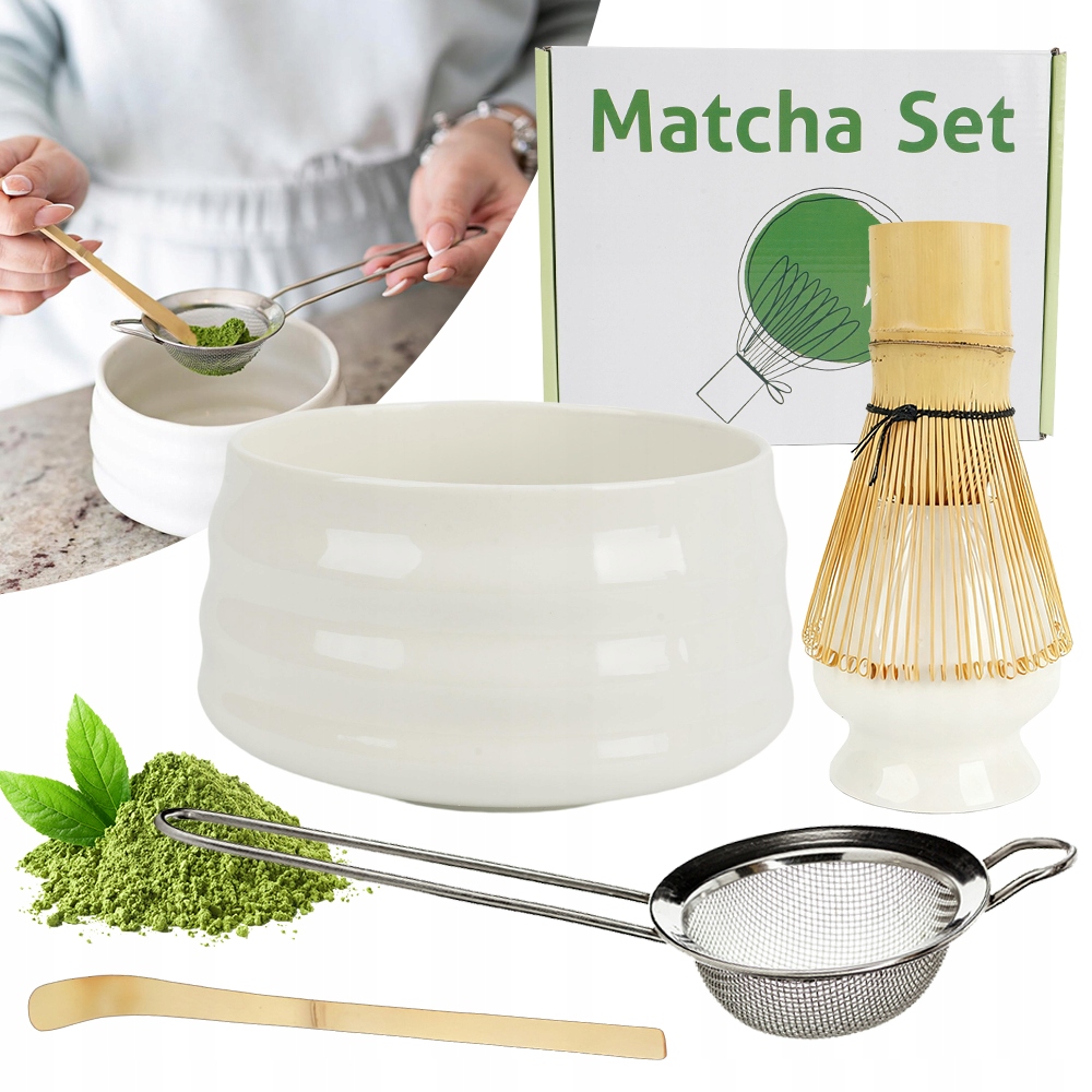 Sada Na Matchu 5V1 Keramická Šálek Bambusová Metla Lžička Dárek