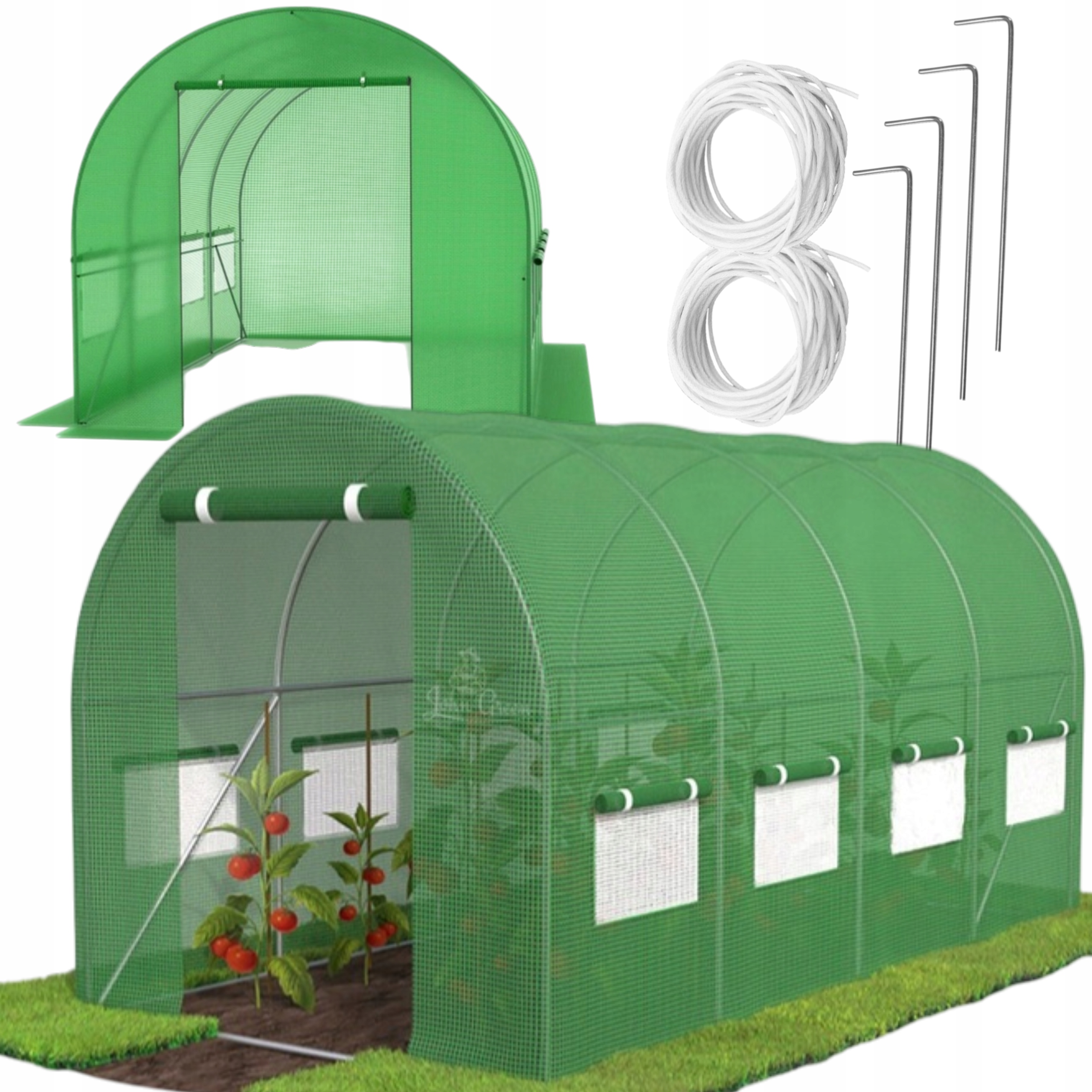 Fóliový Skleník Zahradní Tunel 4,5x2x2 Zelený Fóliový Fólie Rám 9 m²