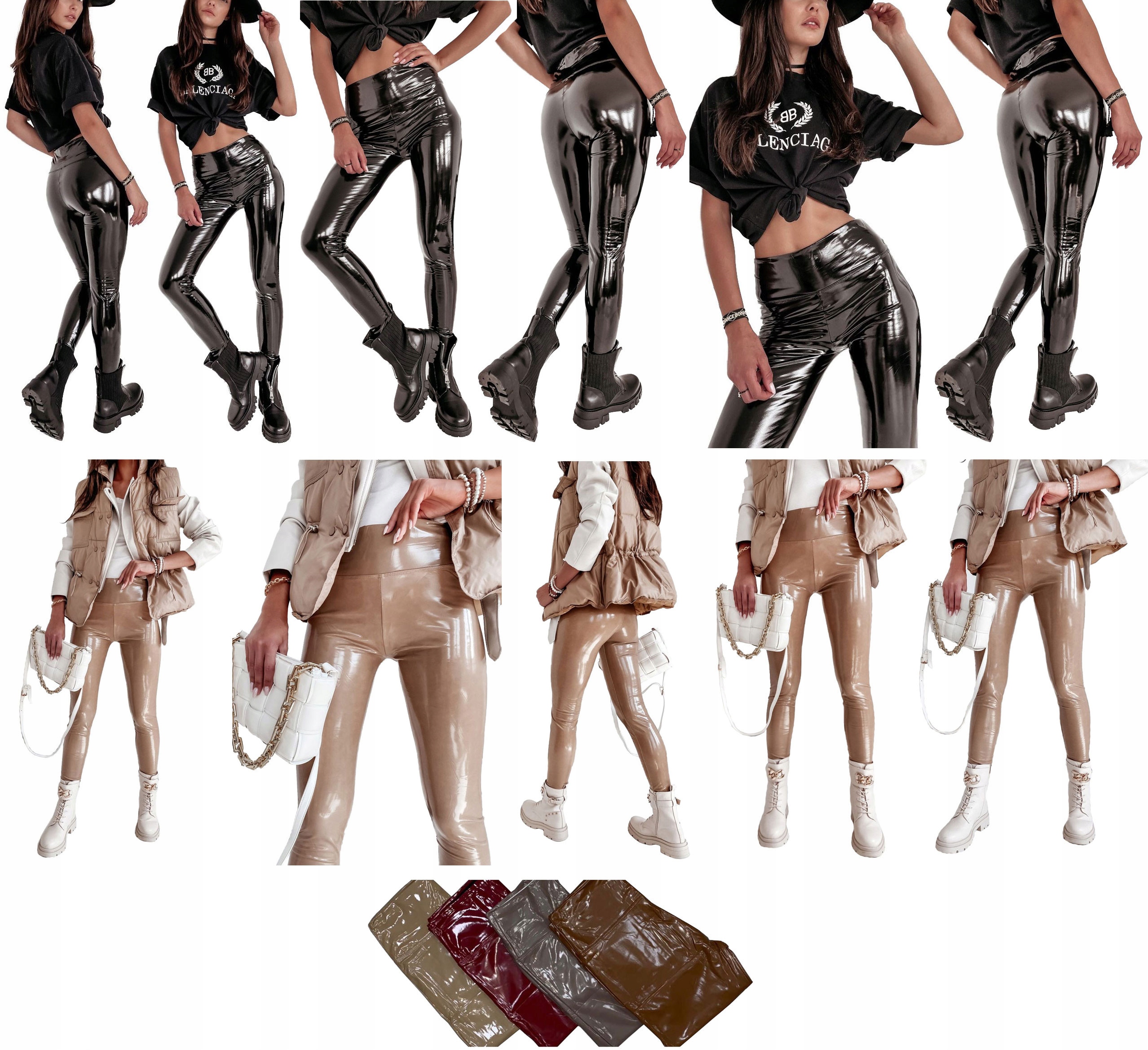 LEGGINSY WINYLOWE GETRY WINYL SPODNIE RURKI LATEKS Szerokość w biodrach 90 cm