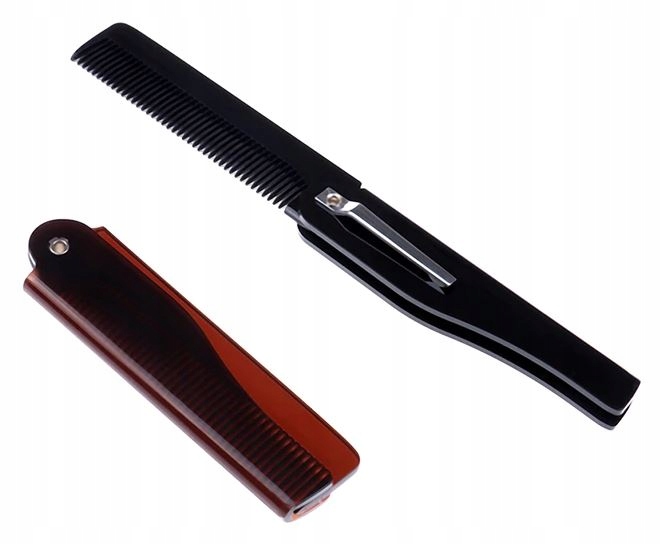 GRZEBIEŃ KIESZONKOWY SKŁADANY Z KLIPSEM 2 KOLORY