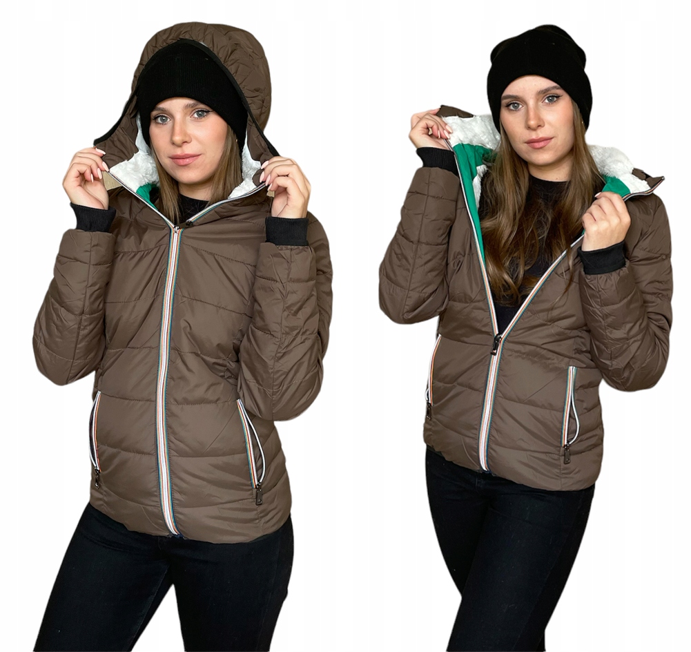 

Pikowana Kurtka Futerko Damska Zimowa Kaptur M