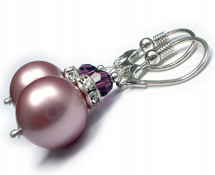 Krásné Náušnice Stříbro Perly Krystaly