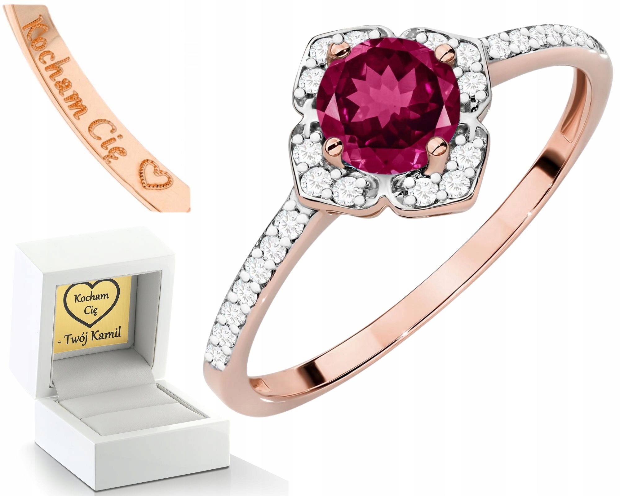 Prstýnek S Rodolitem A Diamanty, Růžové Zlato 585