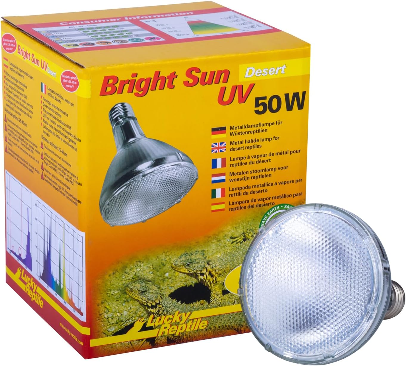 Levně Lucky Reptile Bright Sun Uv Desert Žárovka s plným spektrem Uva Uvb 50W