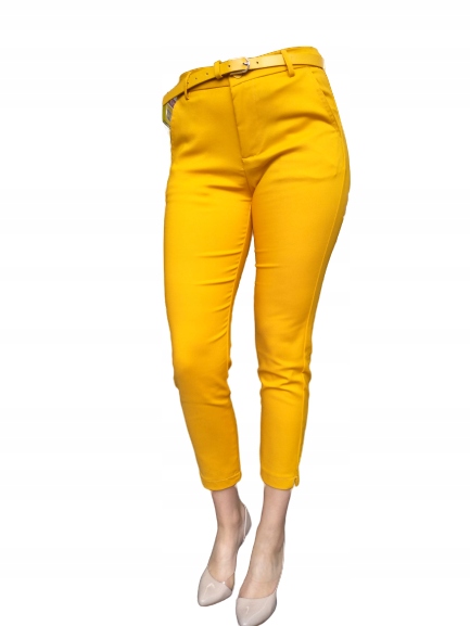 

Eleganckie Spodnie Damskie Cygaretki Rurki Żółte