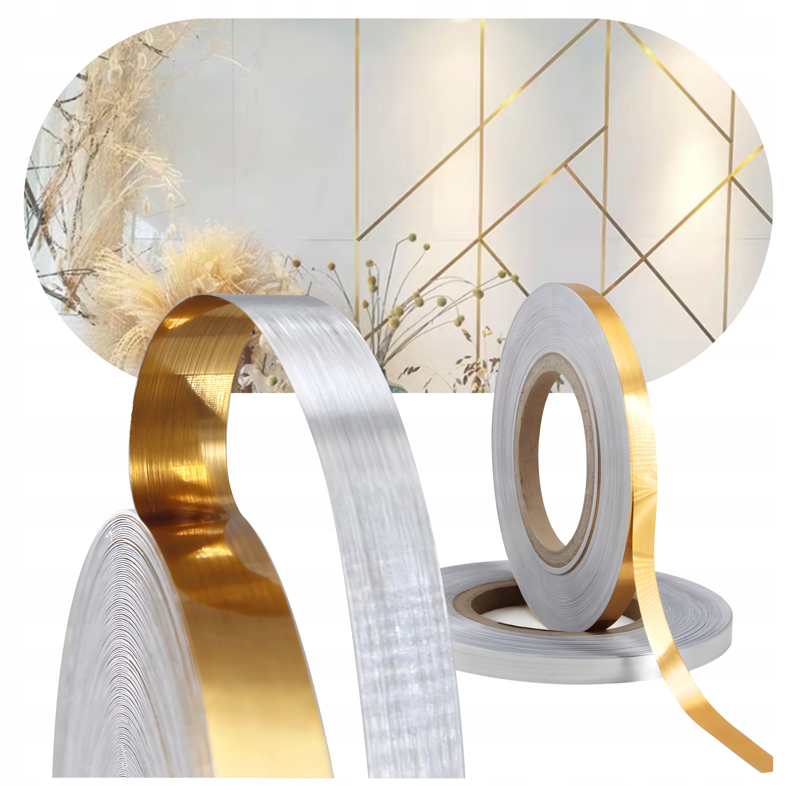 TAŚMA KLEJĄCA OZDOBNA TASIEMKA SAMOPRZYLEPNA ZŁOTA PASMANTA 5MM/50M AG543E