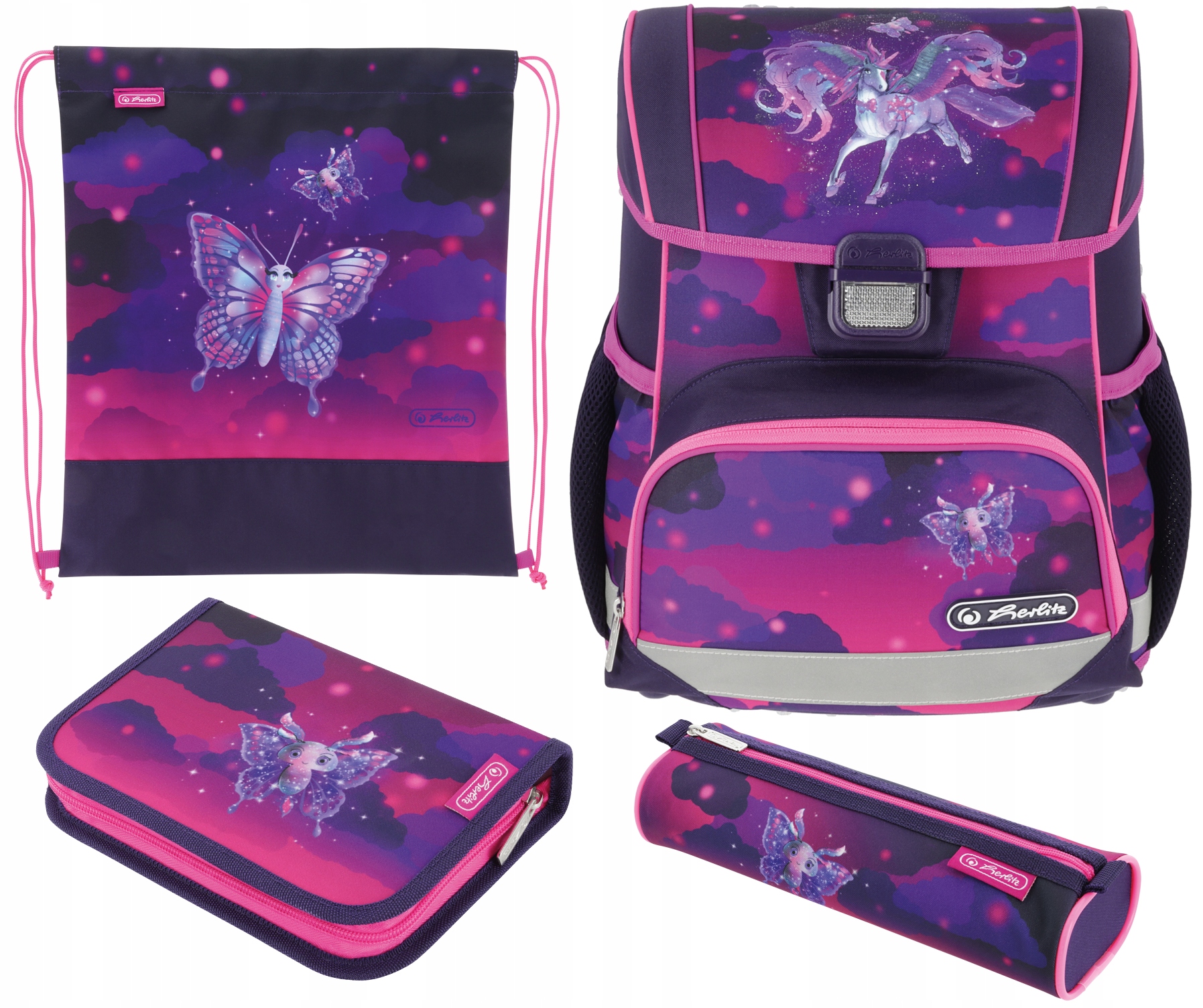 TORNISTER SZKOLNY HERLITZ LOOP PLUS JEDNOROŻEC ZESTAW KLASA 1-3