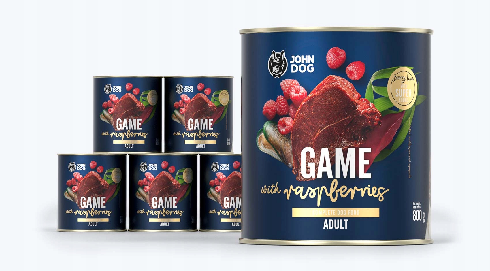 Levně Set John Dog berry Zvěřina s malinami krmivo mokré zvěřina 6x800g