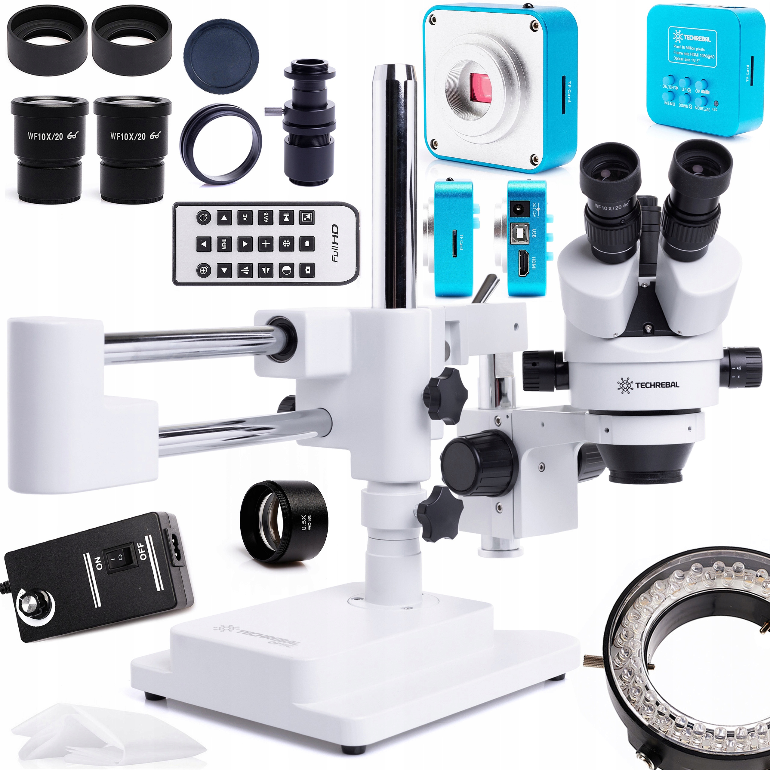 Stereoskopický Trinokulární Mikroskop 10HW Osvětlení Kamera 16MP Monitor
