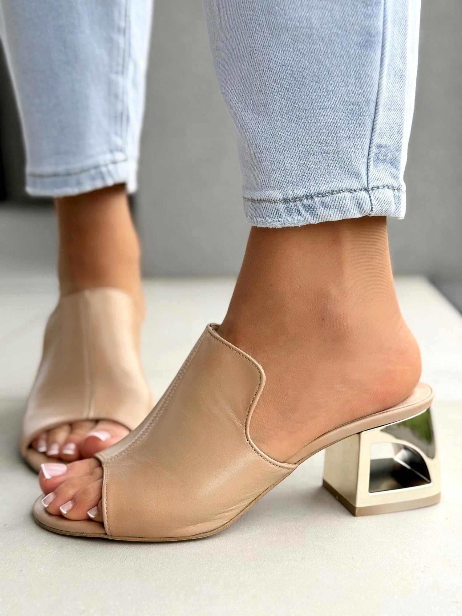 Dámské Nazouváky Oleksy z přírodní kůže Polské výroba R40