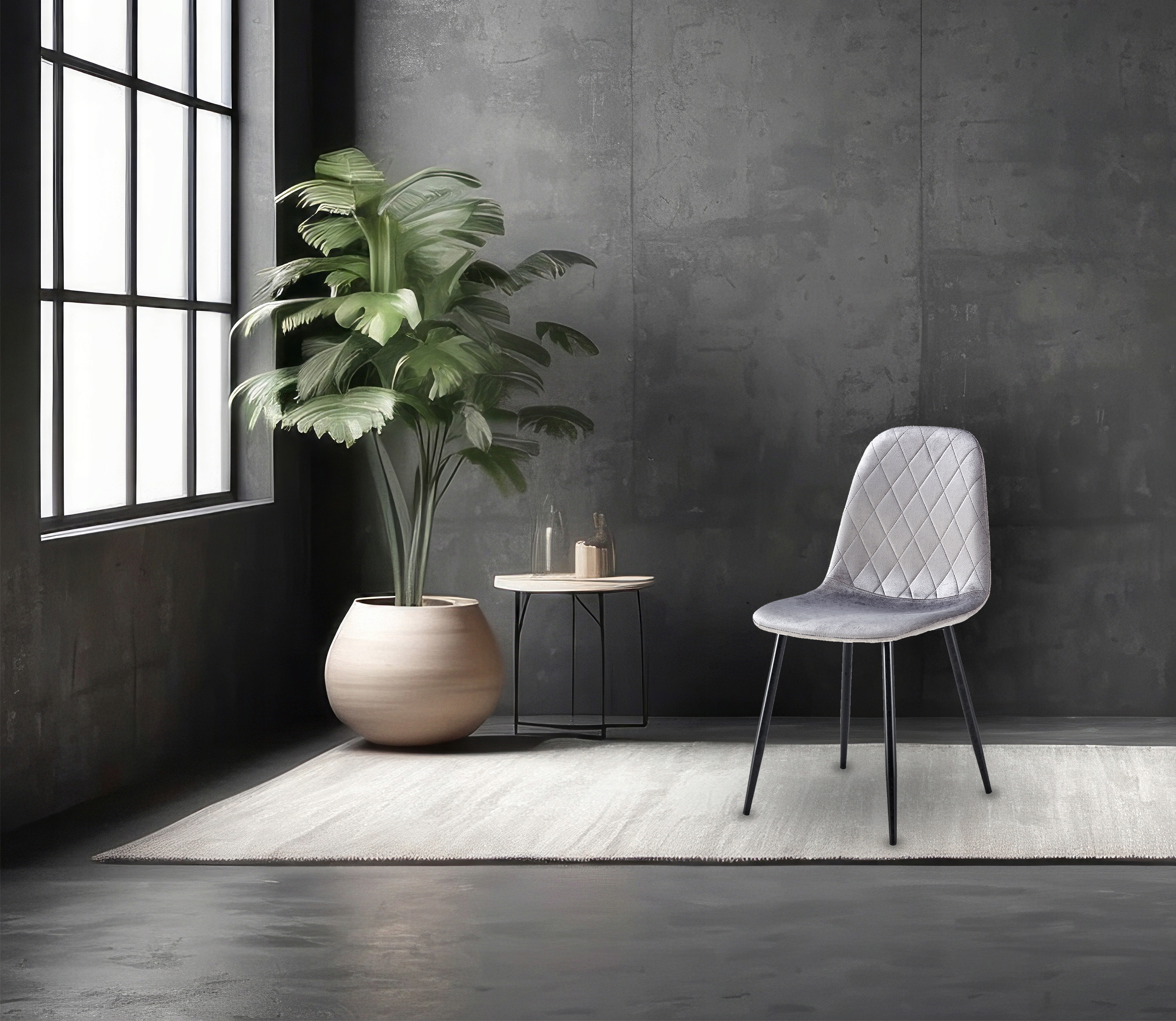 NOWOCZESNE KRZESŁO KUCHNIA JADALNIA SALON TAPICEROWANE MONICA KT103 SZARE Głębokość siedziska 39 cm