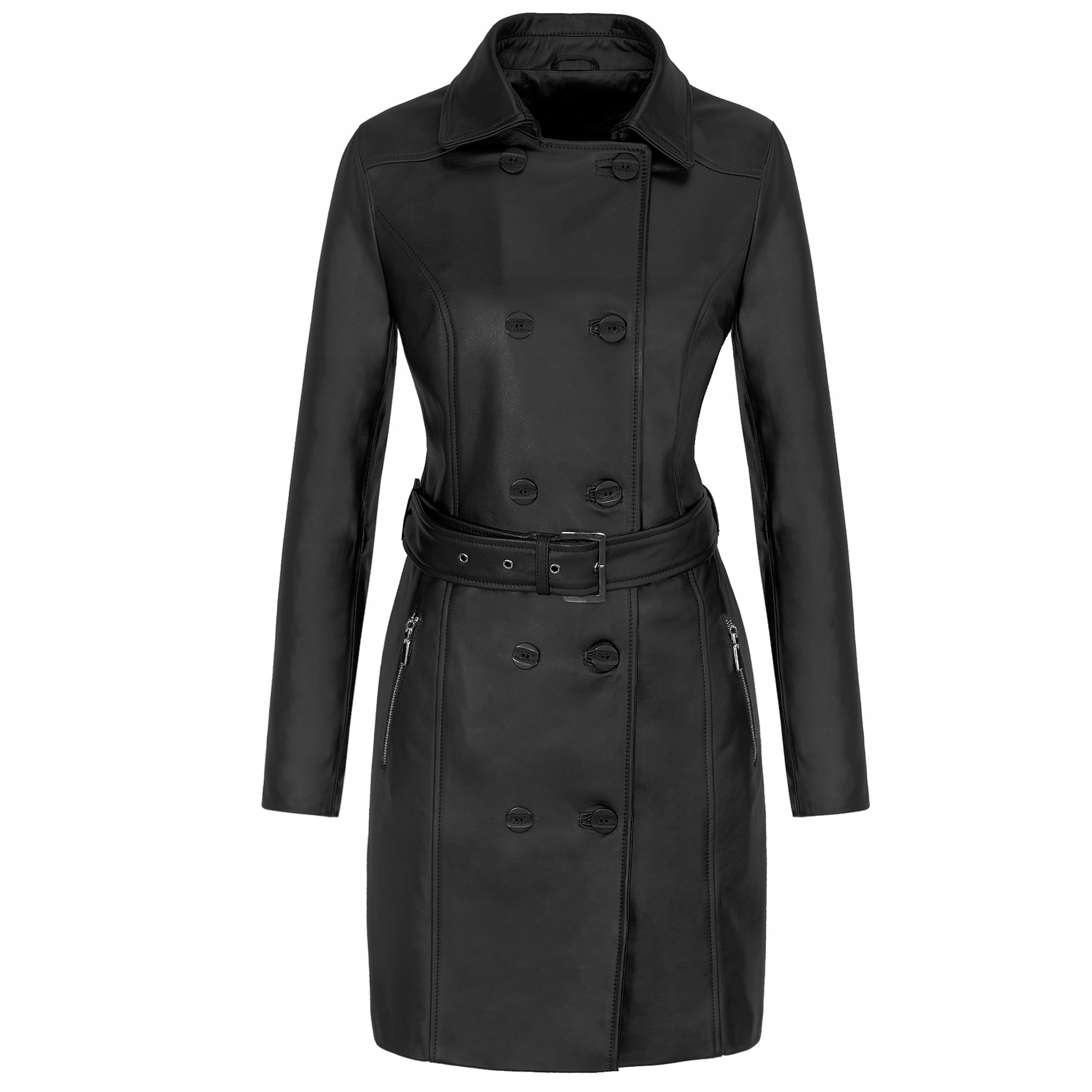 Černý Dámský Kožený Kabát Jagoda XL