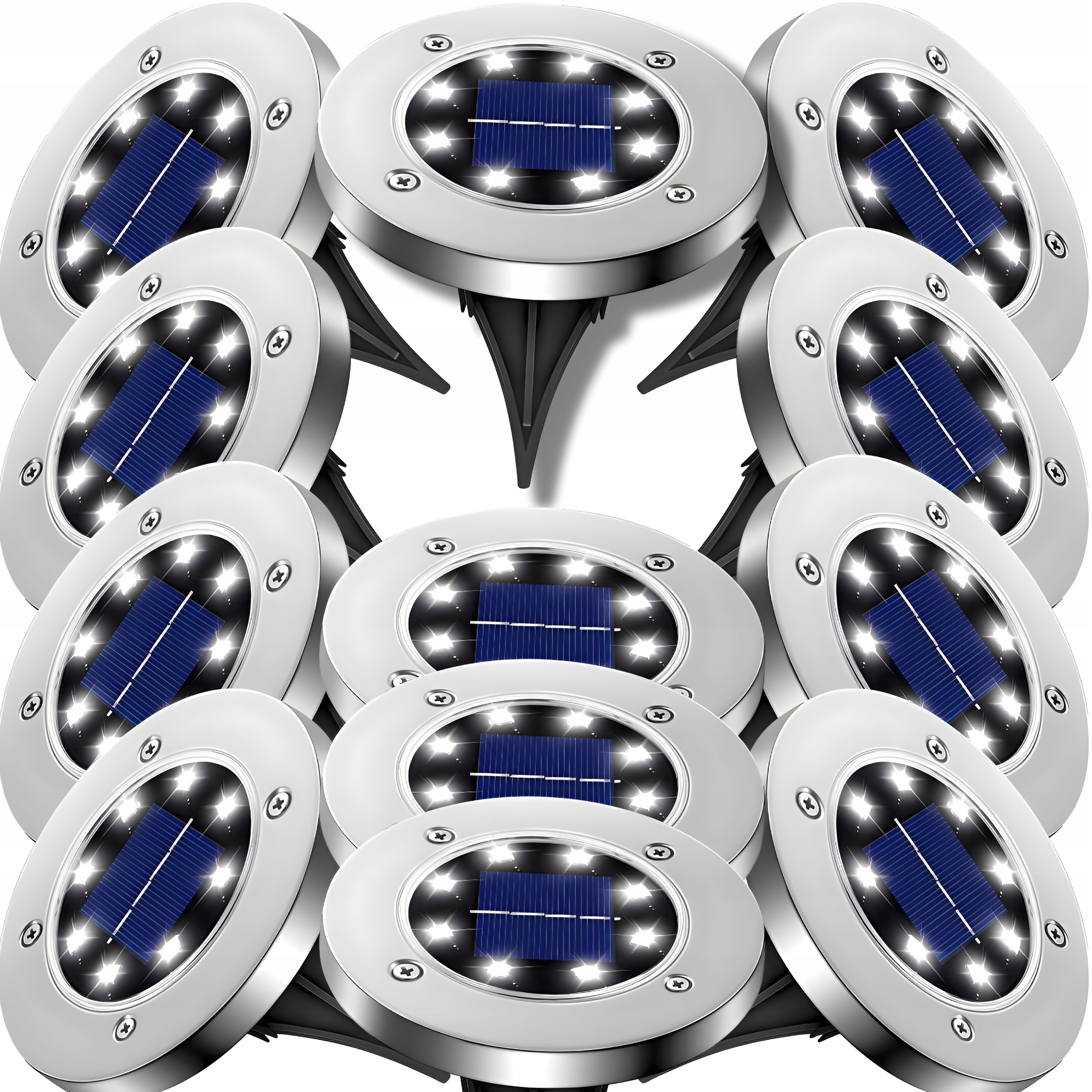 12X Lampa Solarna Wbijana Ogrodowa Led Gruntowa Najazdowa Czujnik Zmierzchu