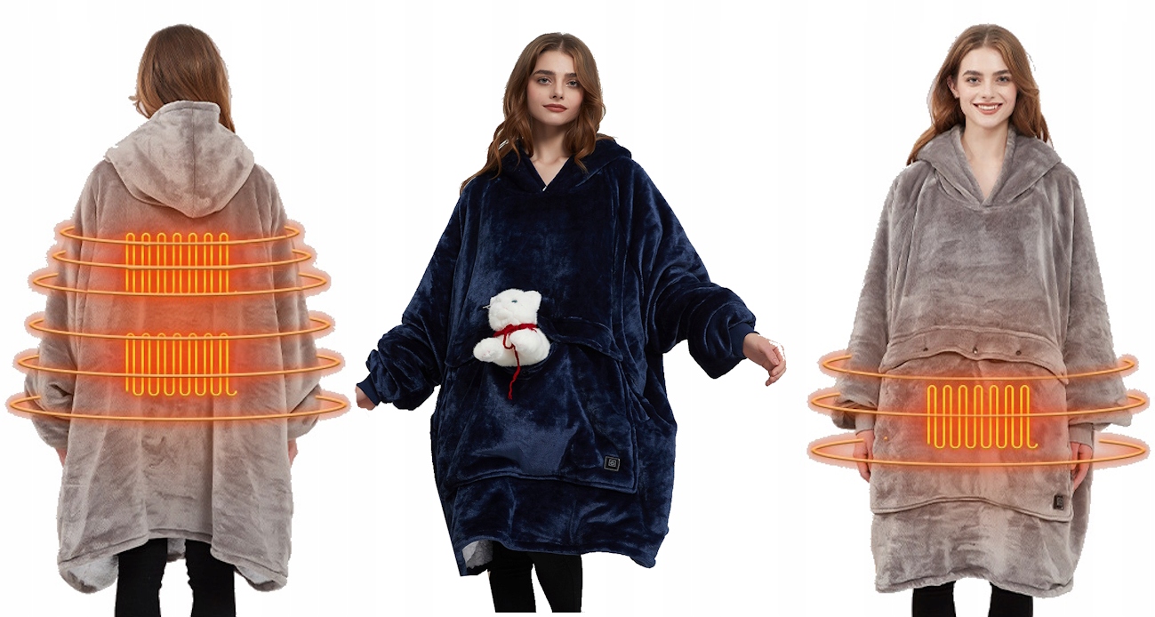 CIEPŁA BLUZA KOC KOCOBLUZA PODGRZEWANA USB MIŚ HIT