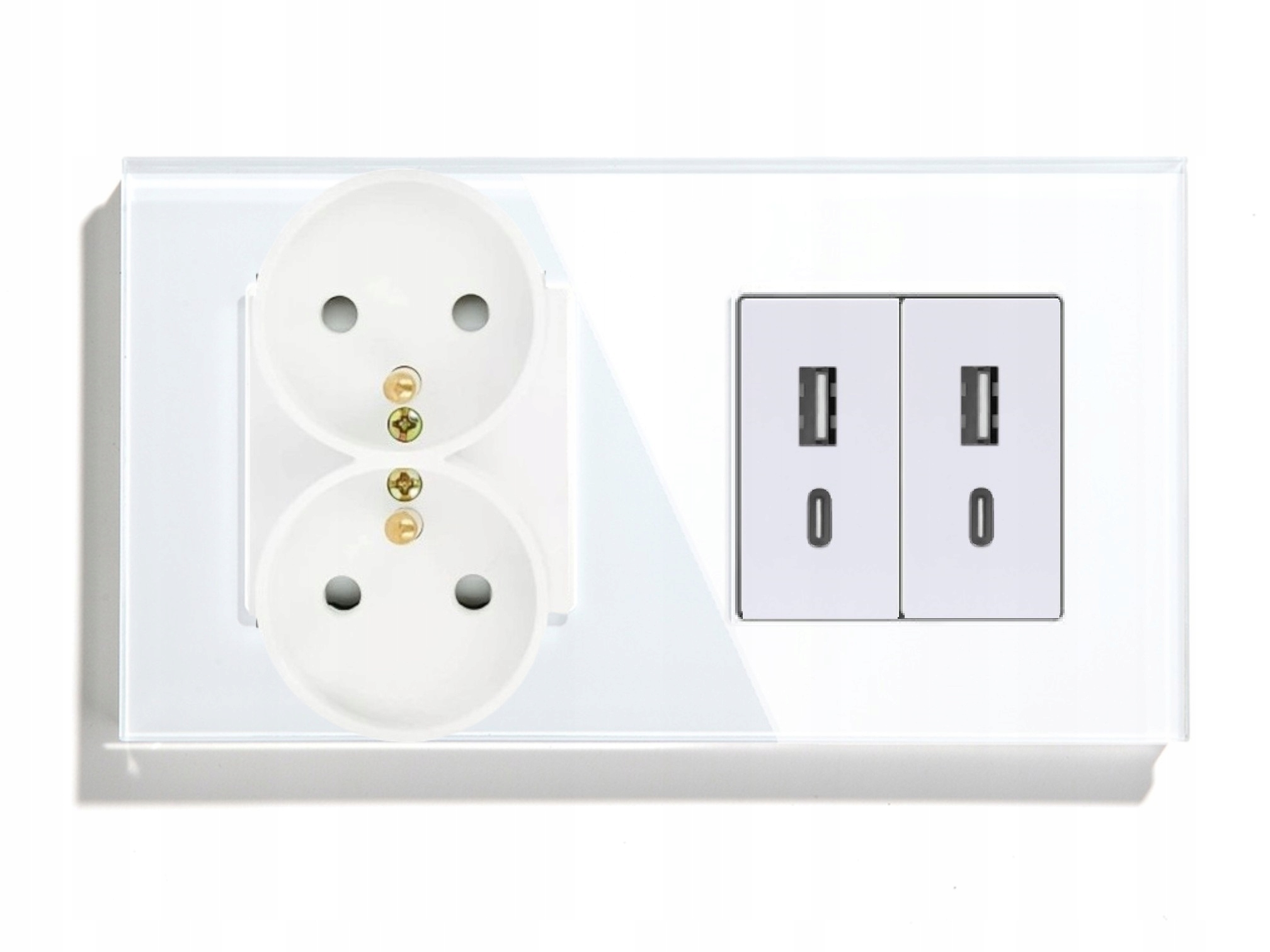 Elektrická Dvojitá Skleněná Zásuvka 4x Usb A+c 2.4A 157 mm