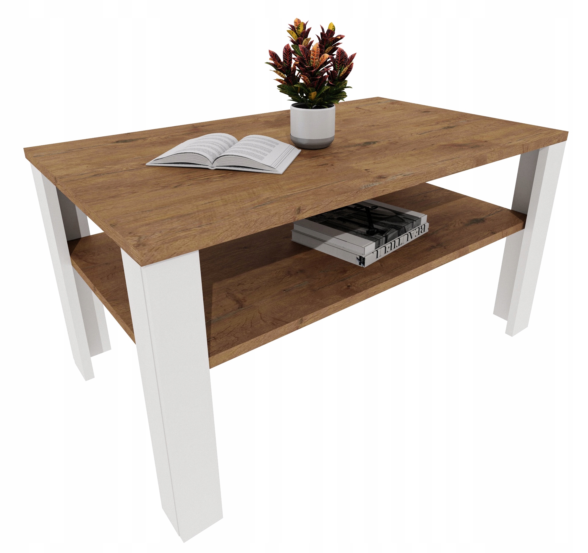 Stolek do obývacího pokoje Lara konferenční stůl lavice 96 cm velký dub lancelot Retro_bílá