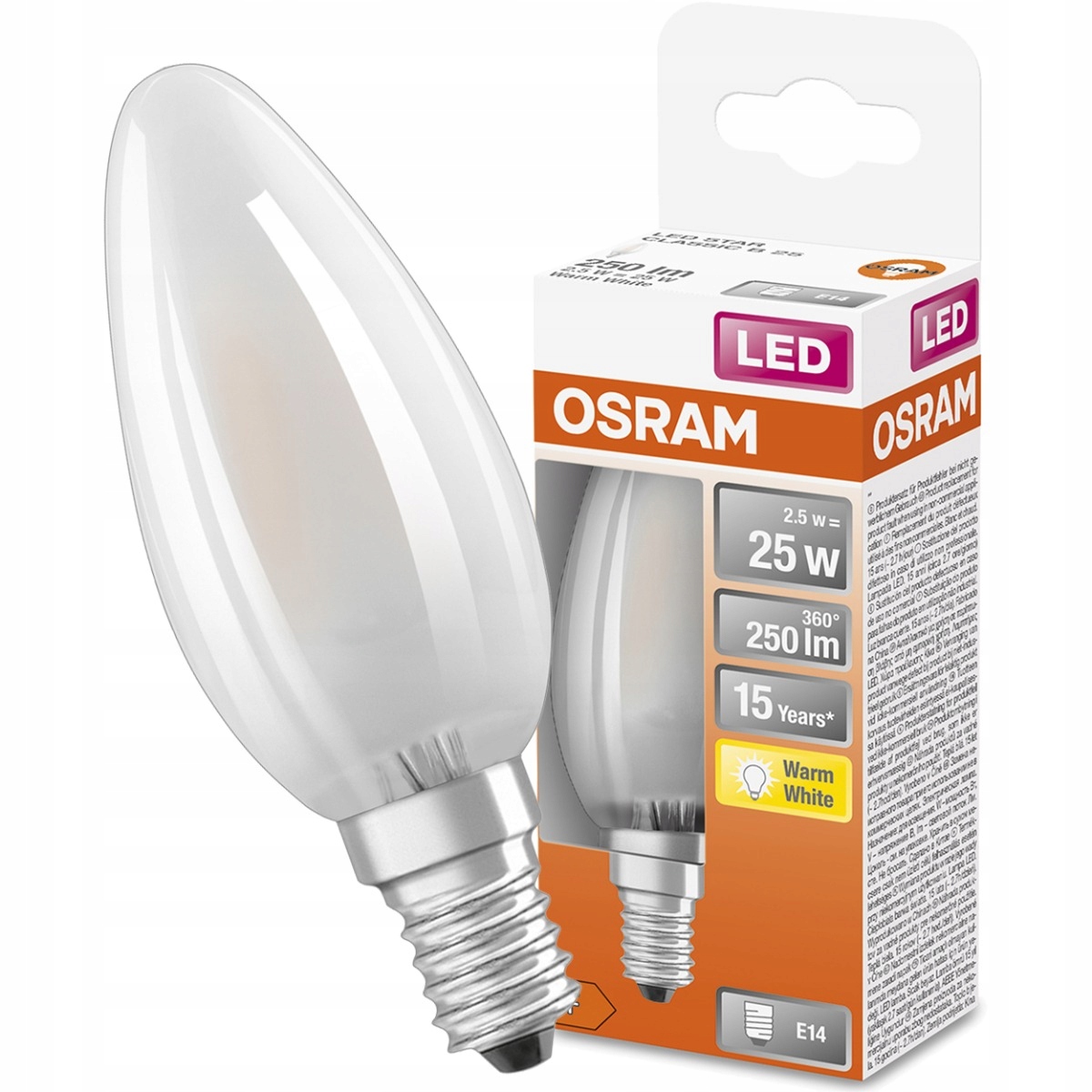 

Żarówka Led Świeczka E14 2,5W 2700K Filament Osram