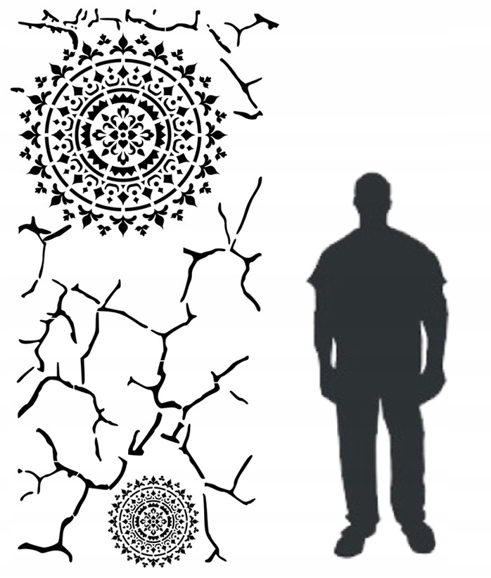 Malířská šablona omítková mandala 250 cm velkoformátová Beton architekton