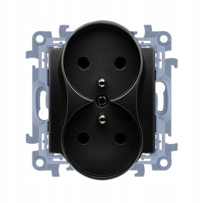 

Simon 10 Gniazdo Podwójne 2-KROTNE Z/u Czarne