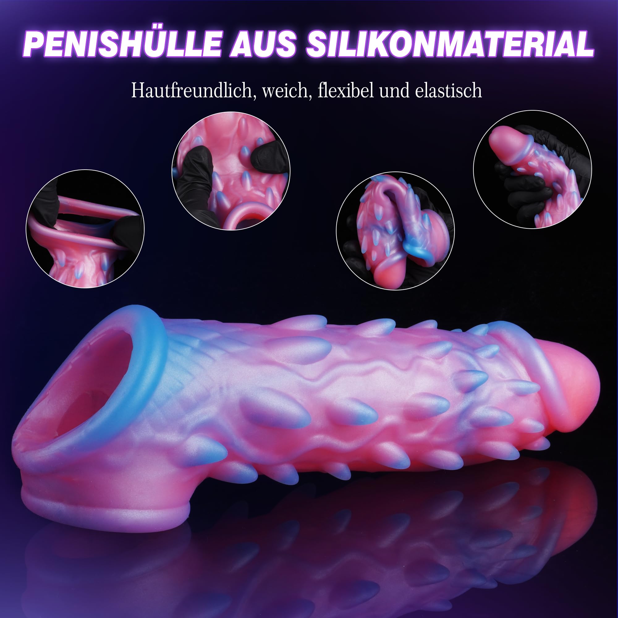 PENISHÜLLE Przedłużenie Penisa 20cm Z Wypustkami Dla Mężczyzn i Par — miniatura 4
