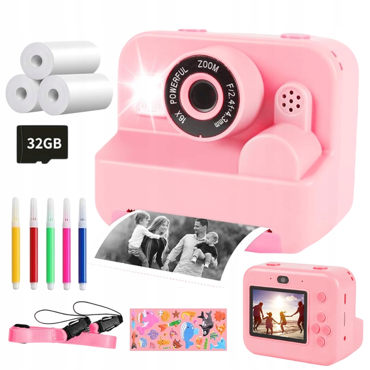Instantní Fotoaparát S Tiskárnou Pro Děti 16X Zoomem