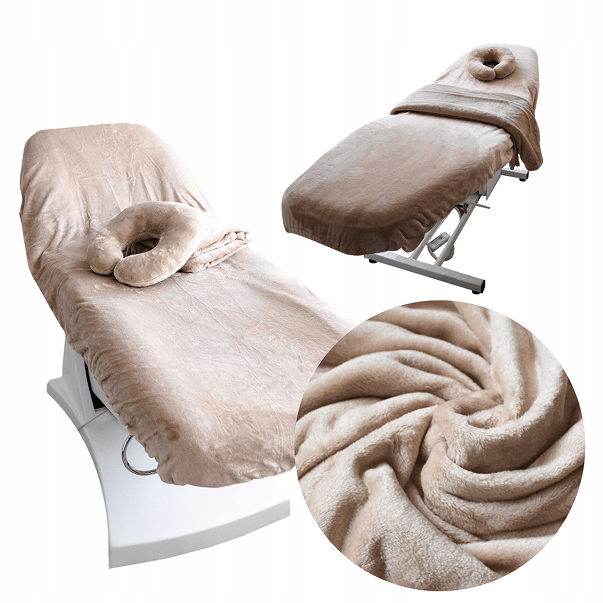 Pokrowiec Na Fotel Kosmetyczny Pluszowy Beżowy Do 70 x 190 CM