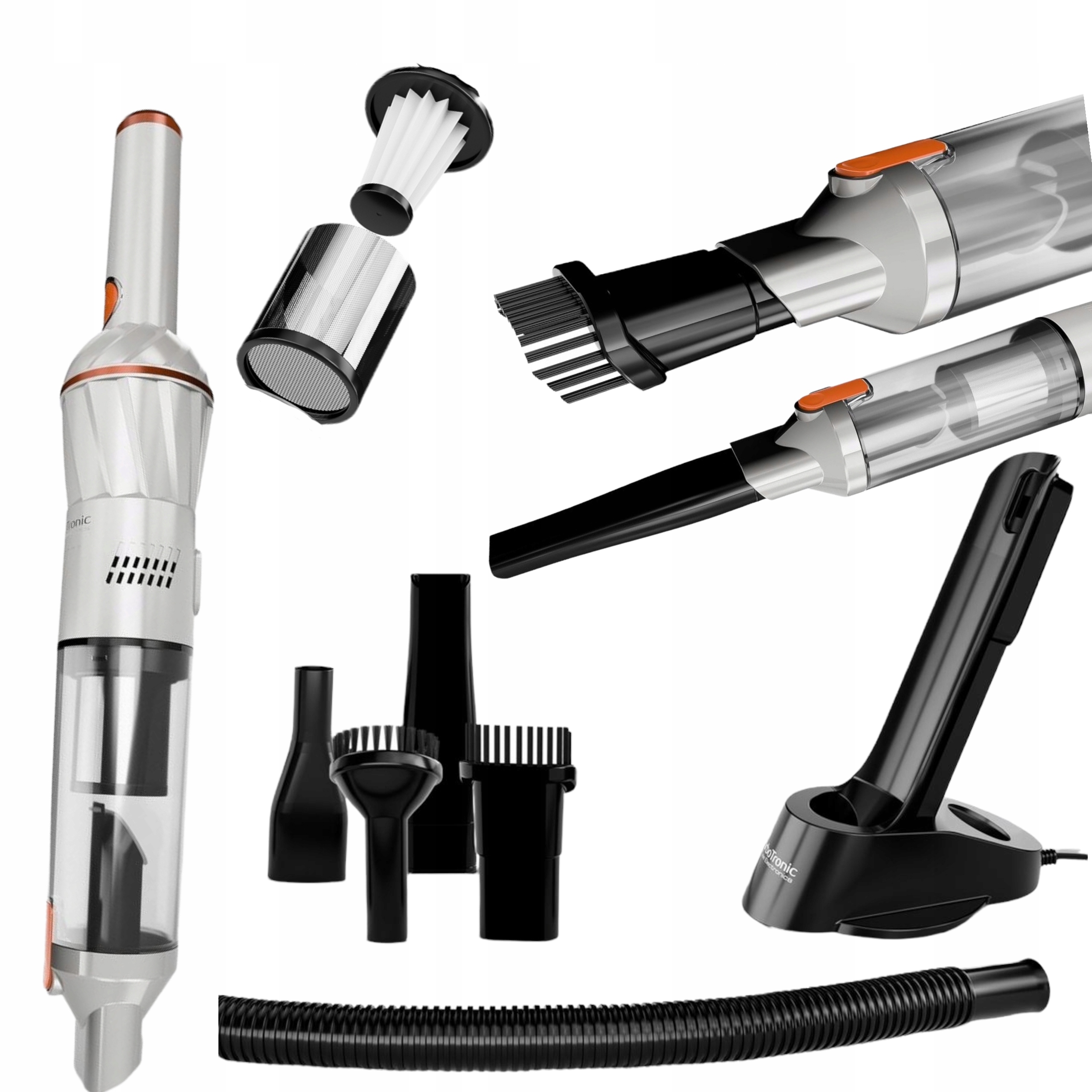 Mocny Cichy Odkurzacz Ręczny Samochodowy 7w1