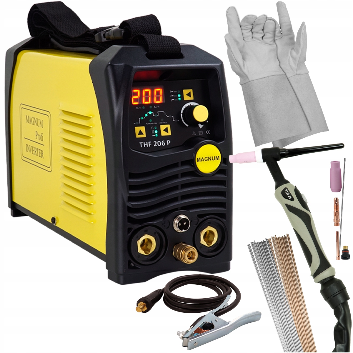 Spawarka na 230v TIG DC MAGNUM THF 206 PULS MMA HF