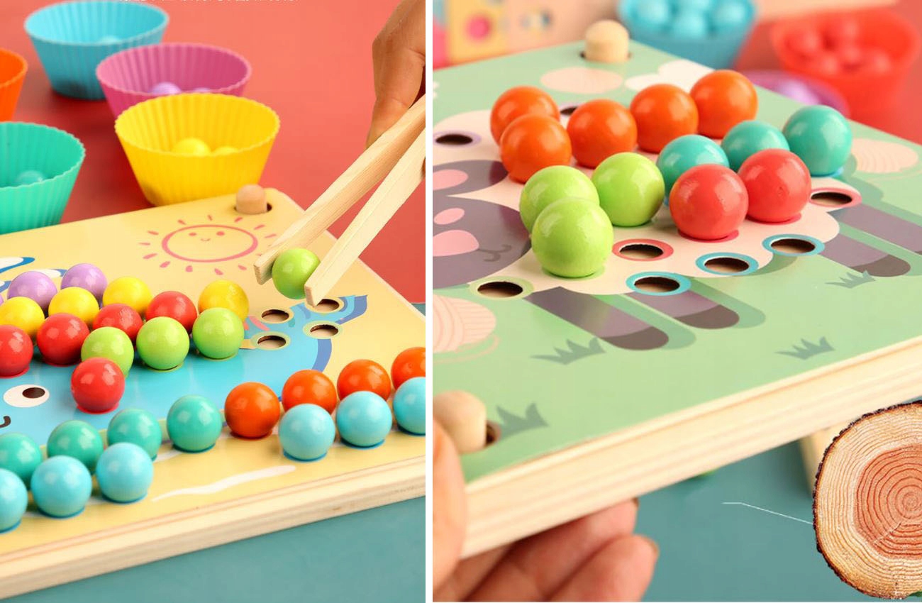 MONTESSORI DREWNIANA UKŁADANKA z KULKAMI DREWNIANY SORTER GRA PUZZLE DZIECI Certyfikaty, opinie, atesty CE EN 71