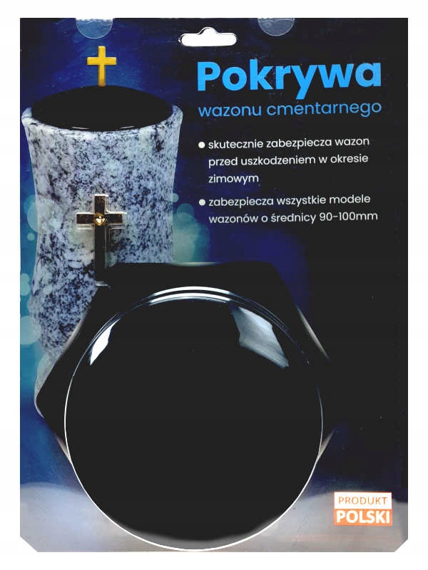 

Pokrywa wazonu cmentarnego, złoty krzyż