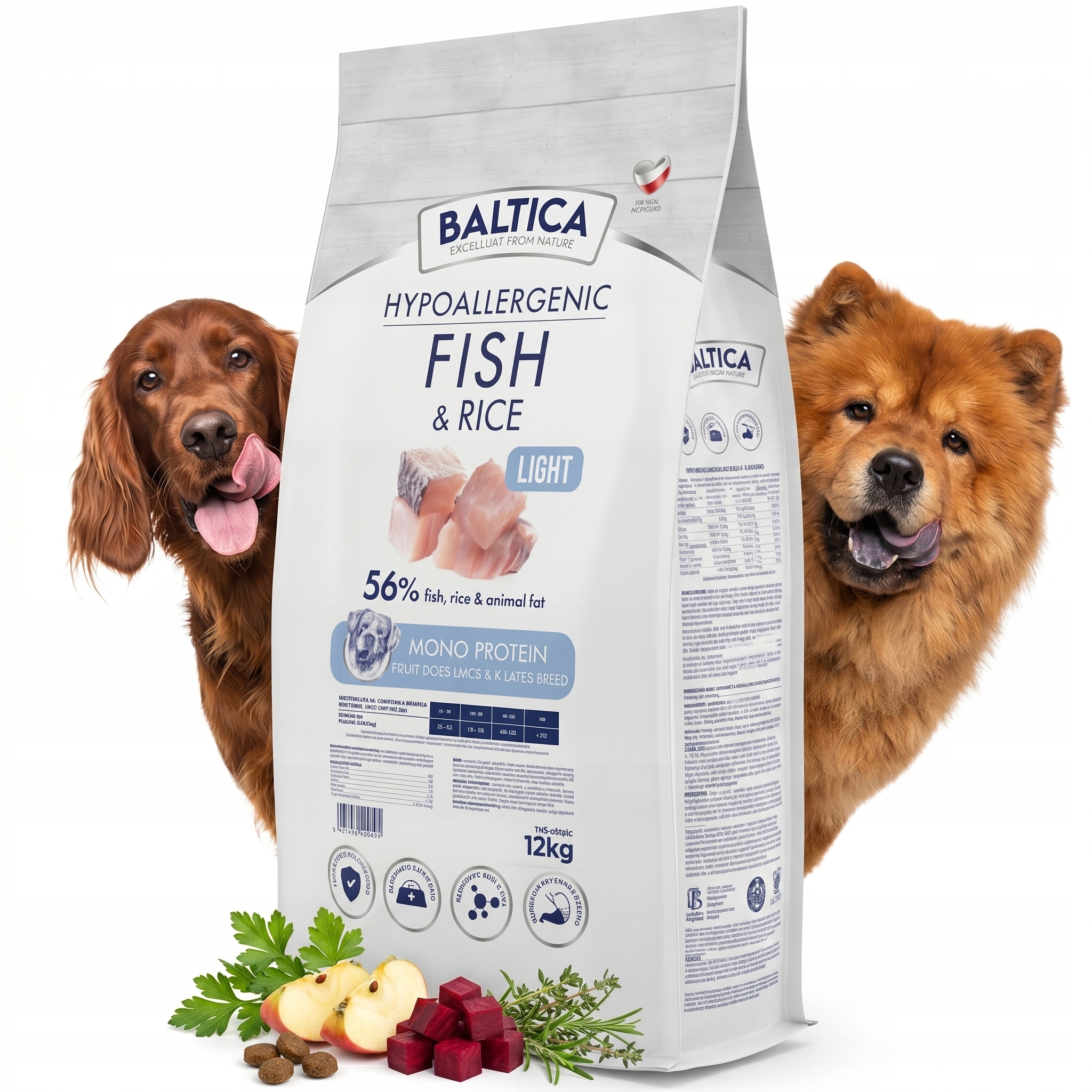 Baltica Adult Fish & Rice Light Ryby Morskie Z Ryżem M 12kg Średnie Rasy