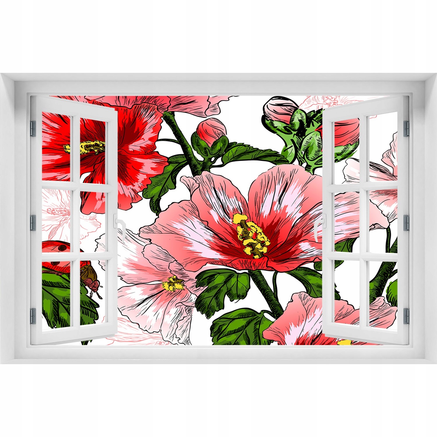 

Samoprzylepna Naklejka ścienna Okno Hibiskus