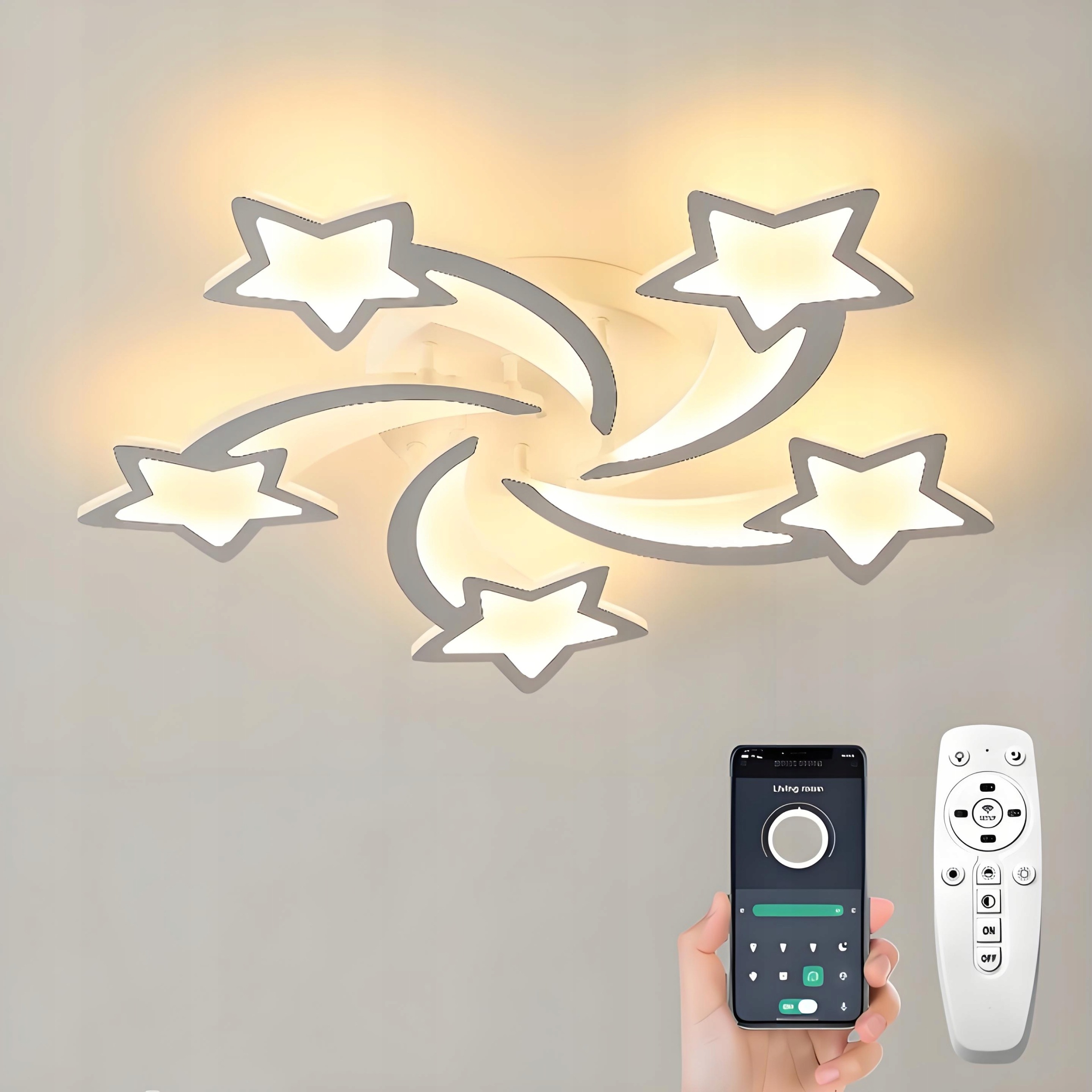 stropní svítidlo Led Lustr Bílé Moderní Do Obývacího Pokoje Stmívatelné S Dálkový Ovladač Aplikací