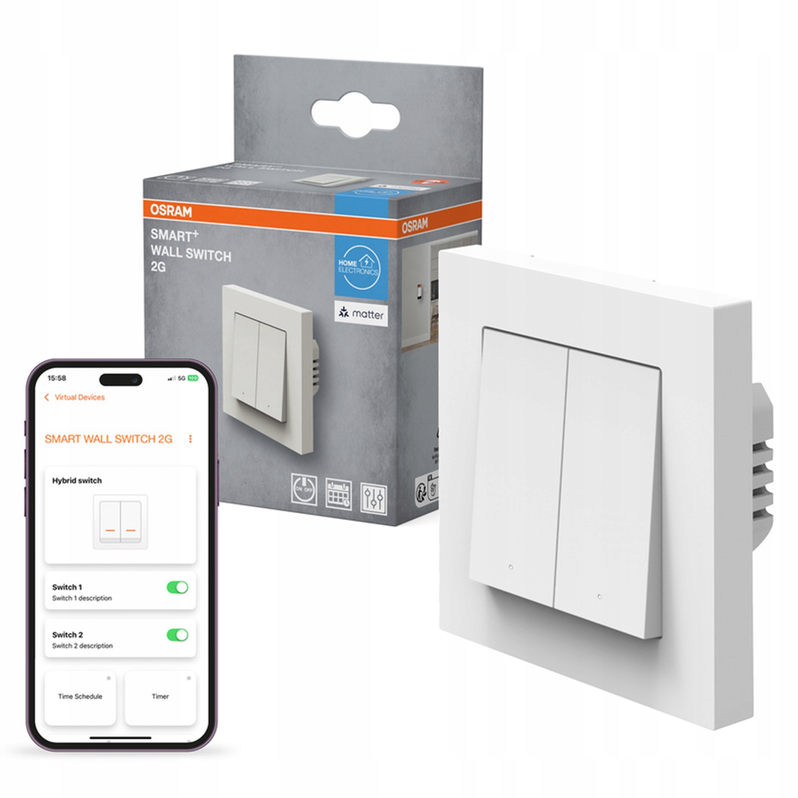 Spínač Nástěnný Dvojitý Programovatelný Inteligentní Smart WiFi