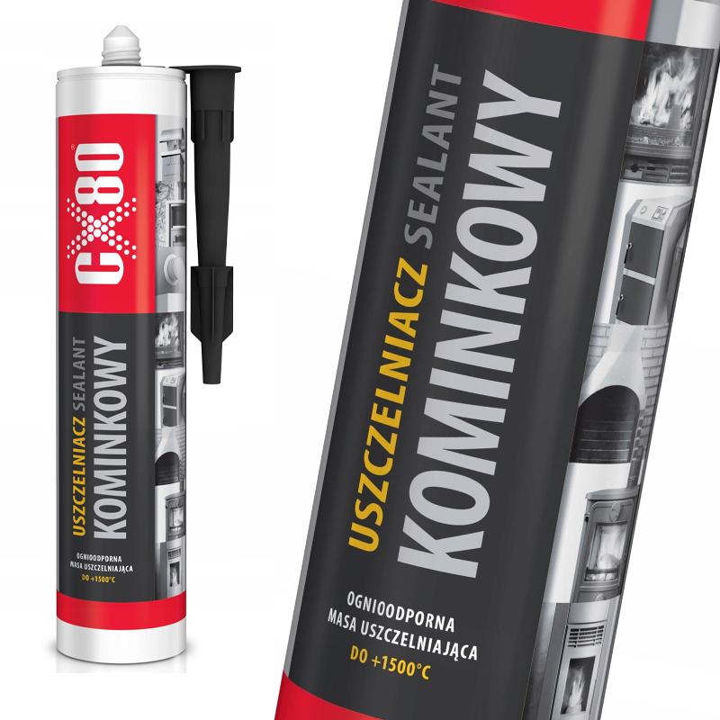 CX80 Uszczelniacz Kominkowy Ognioodporny Czarny Sealant 300ml Do Pieca