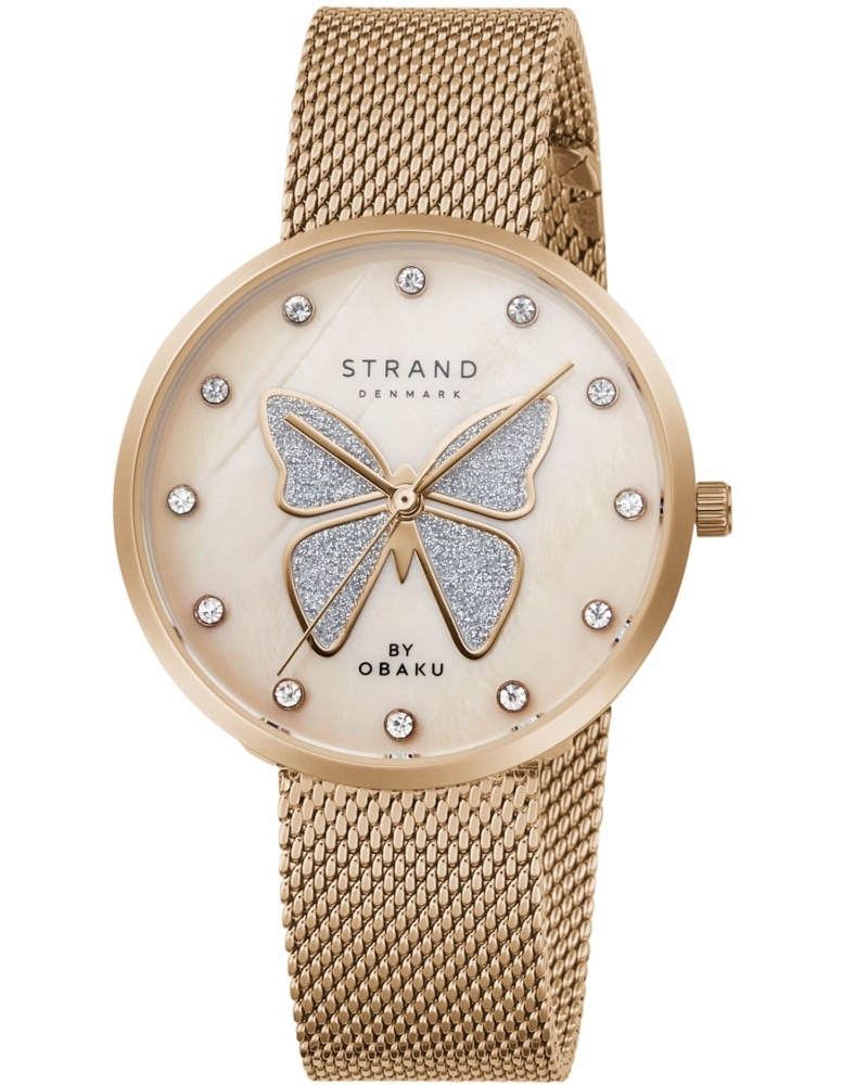 Nové Originální dámské hodinky Strand by Obaku S700LXVVMV-DB zlaté, krabička