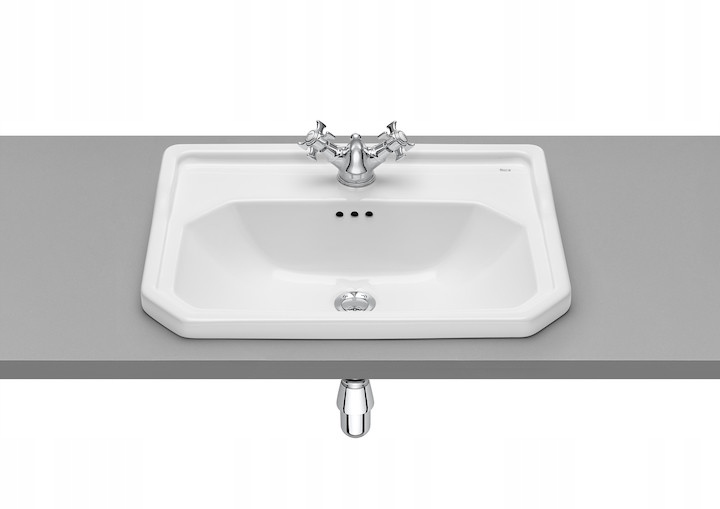 Umywalka ceramiczna Carmen prostokątna 600 x 450 x 200 mm biała Roca