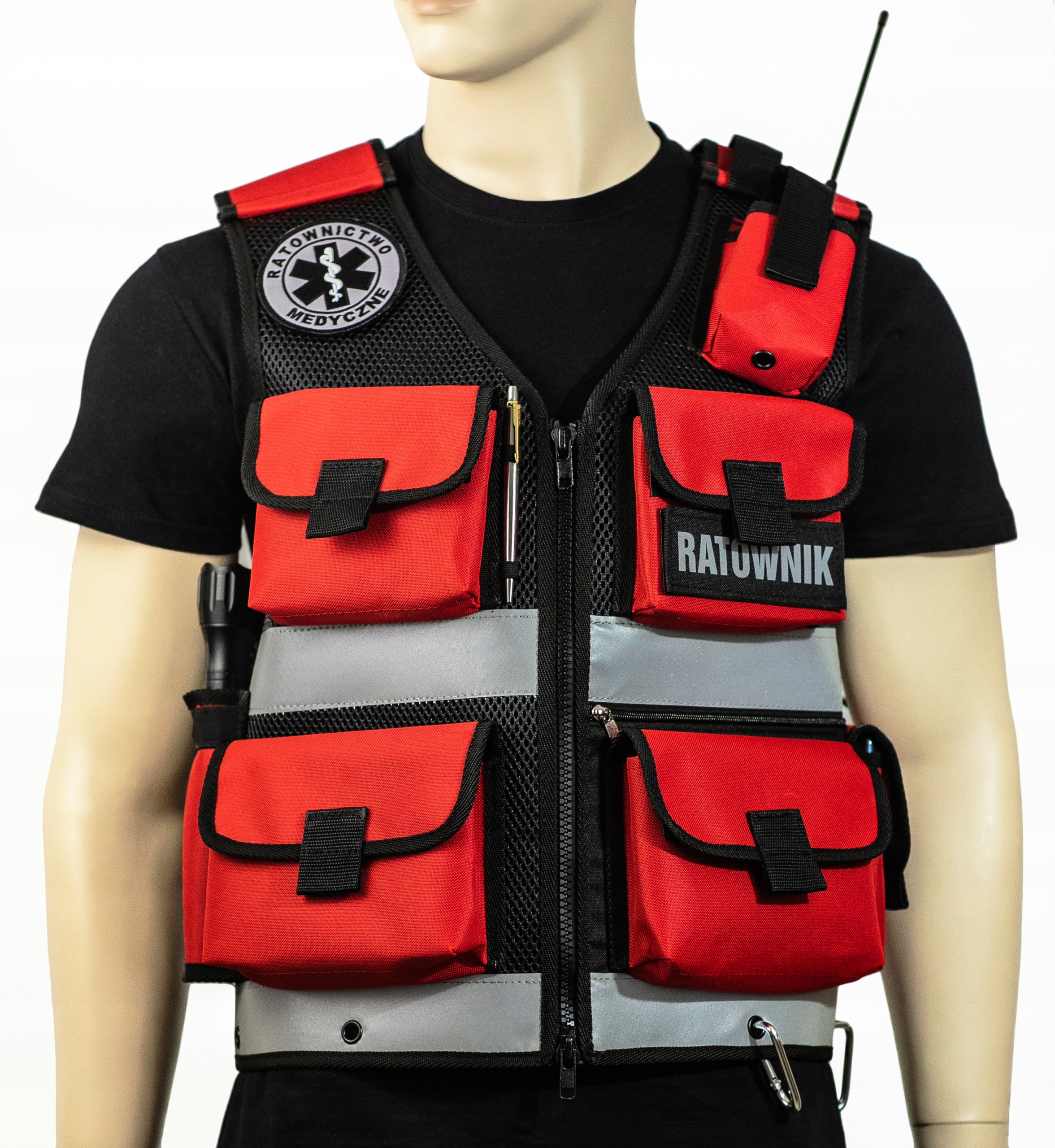 

Kamizelka Ratownik Medyczny Czerwona Siatka Logo I