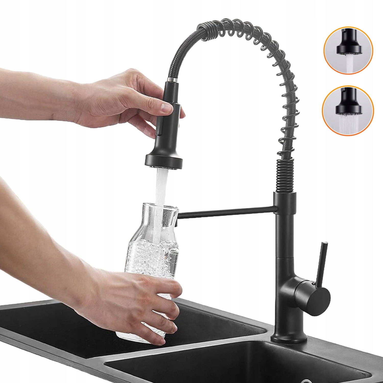 Kuchyňská Baterie s výsuvným Výtokem černá kuchyňská baterie Stojící na dřezu 360°