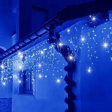 

Kurtyna-sople 300 Led Niebieska +błysk Zimno Biały