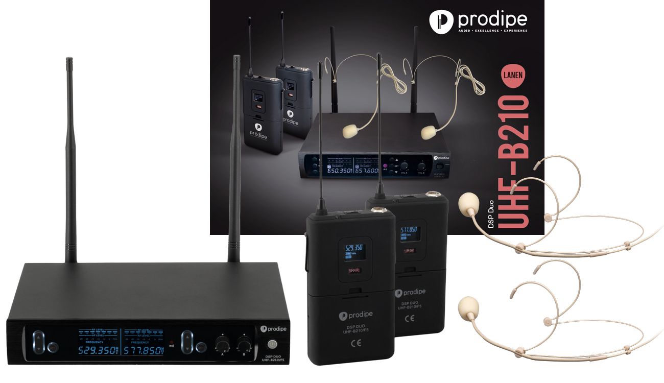 Prodipe B210 Duo F5 Dsp Uhf 2x Mikrofon Nagłowny Bezprzewodowy Zestaw