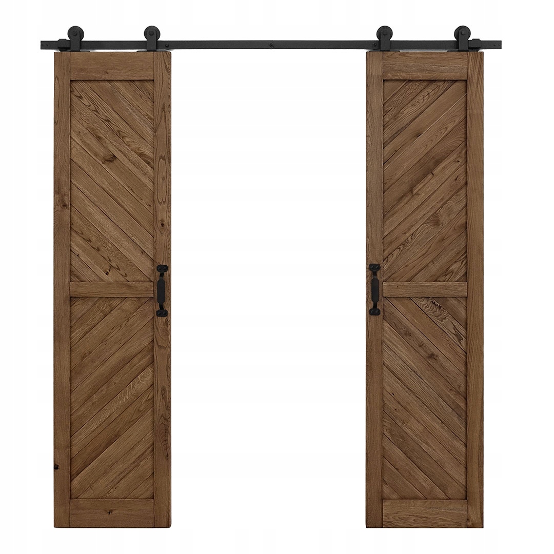 Dvoukřídlé dubové posuvné dveře Szewron olej bronz