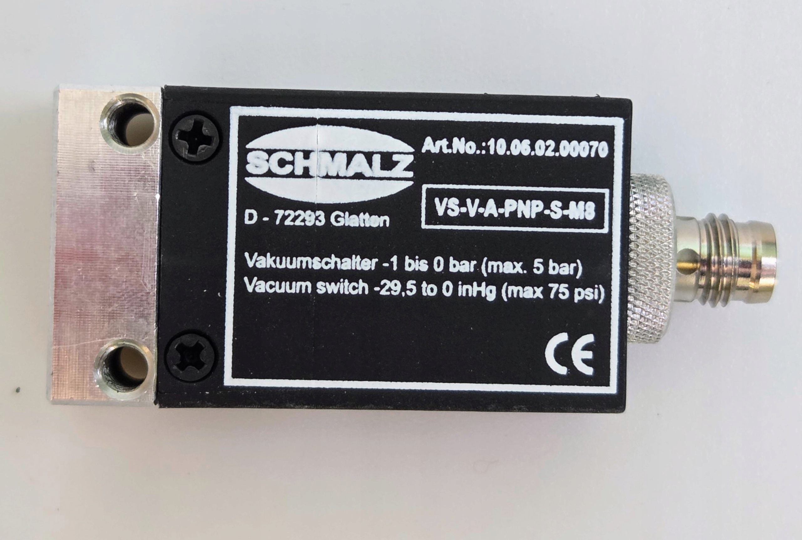 Czujnik Próżni Schmalz VS-V-A-PNP-S-M8 -1bar Analog 10.06.02.00070