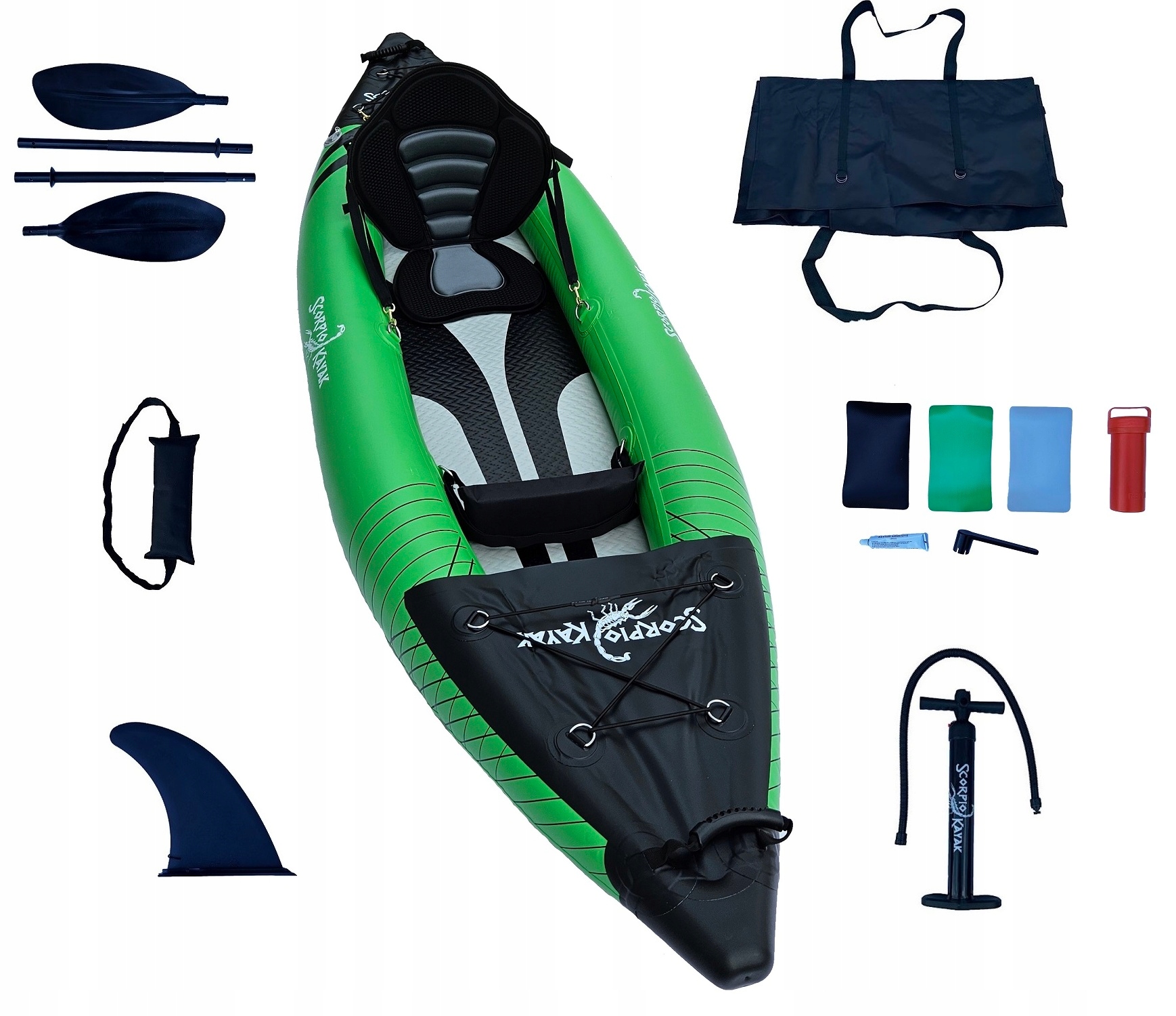 Jednoosobowy Kajak Pompowany Turystyczny Z Podłogą Dropstich Zestaw Jedynka