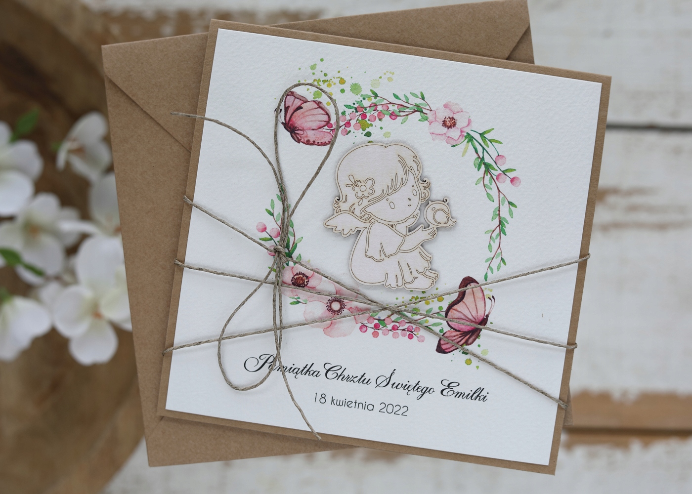 Ručně vyráběné přání na křtiny od matky křest