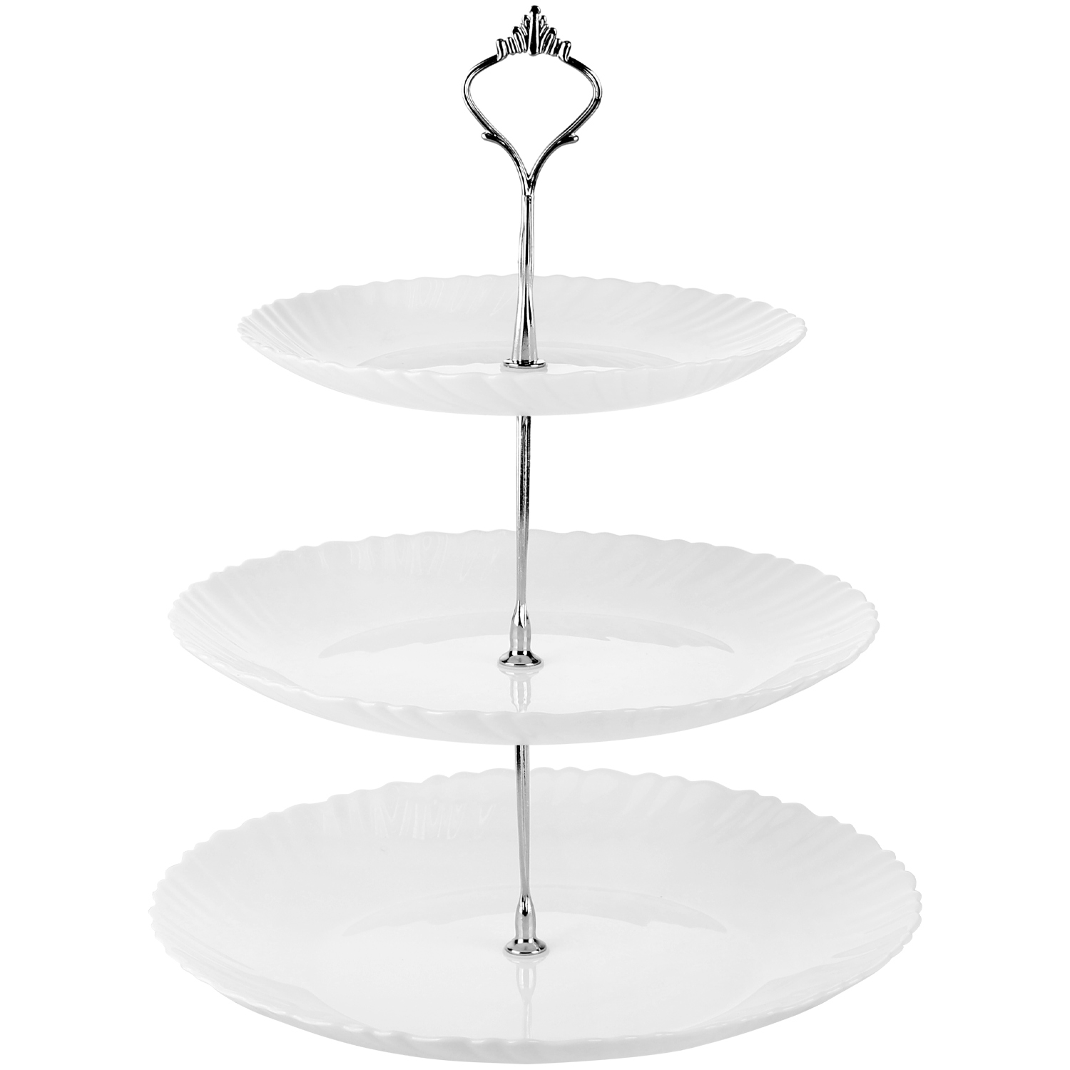 Patera 3-piętrowa na ciasto owoce 3 POZIOMY szklana biała OPAL EAN (GTIN) 5905155006974