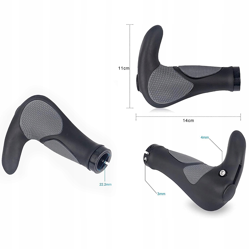 Chwyty na rower ROGI GRIPY ROWEROWE RĄCZKI DO KIEROWNICY Z ROGAMI SZARE Model ZREE 6949560949074