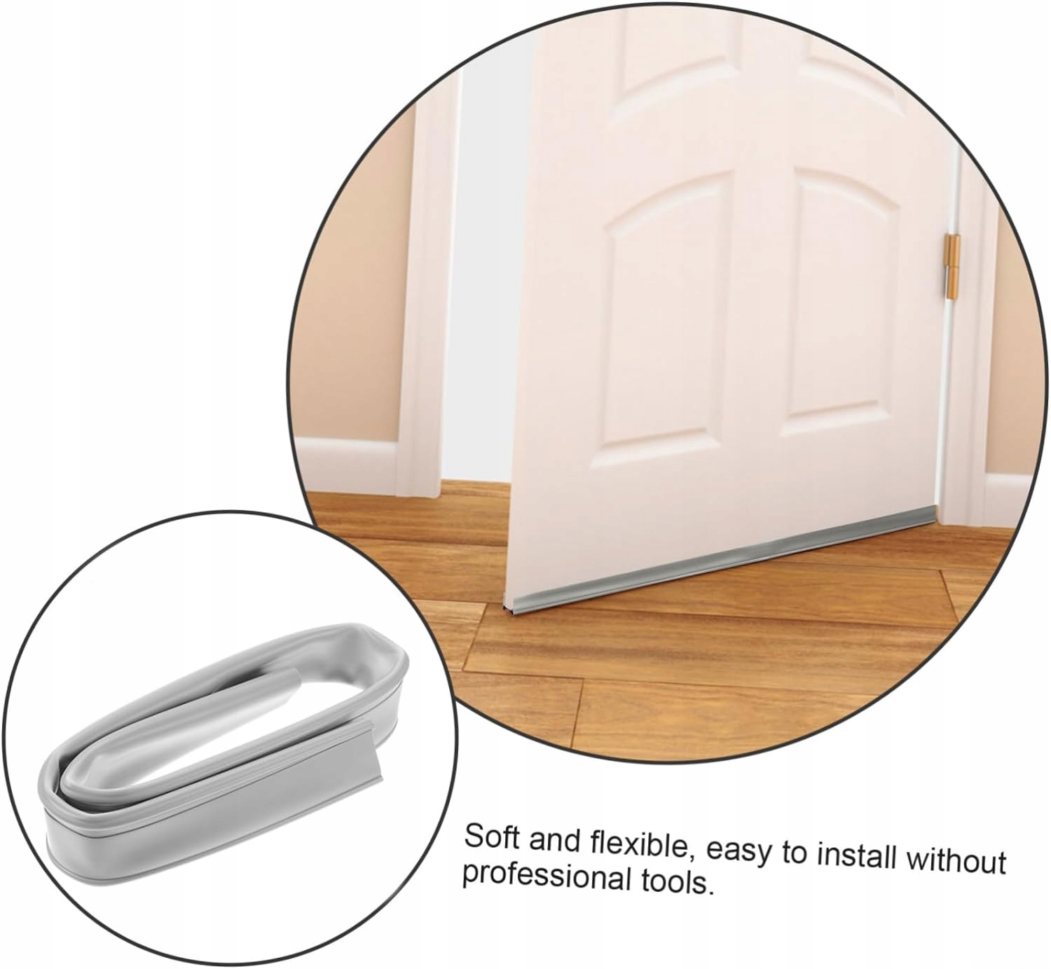 MOCNA USZCZELKA POD DRZWI GUMOWA SAMOPRZYLEPNA TAŚMA - BIAŁA 5M Kolor biała