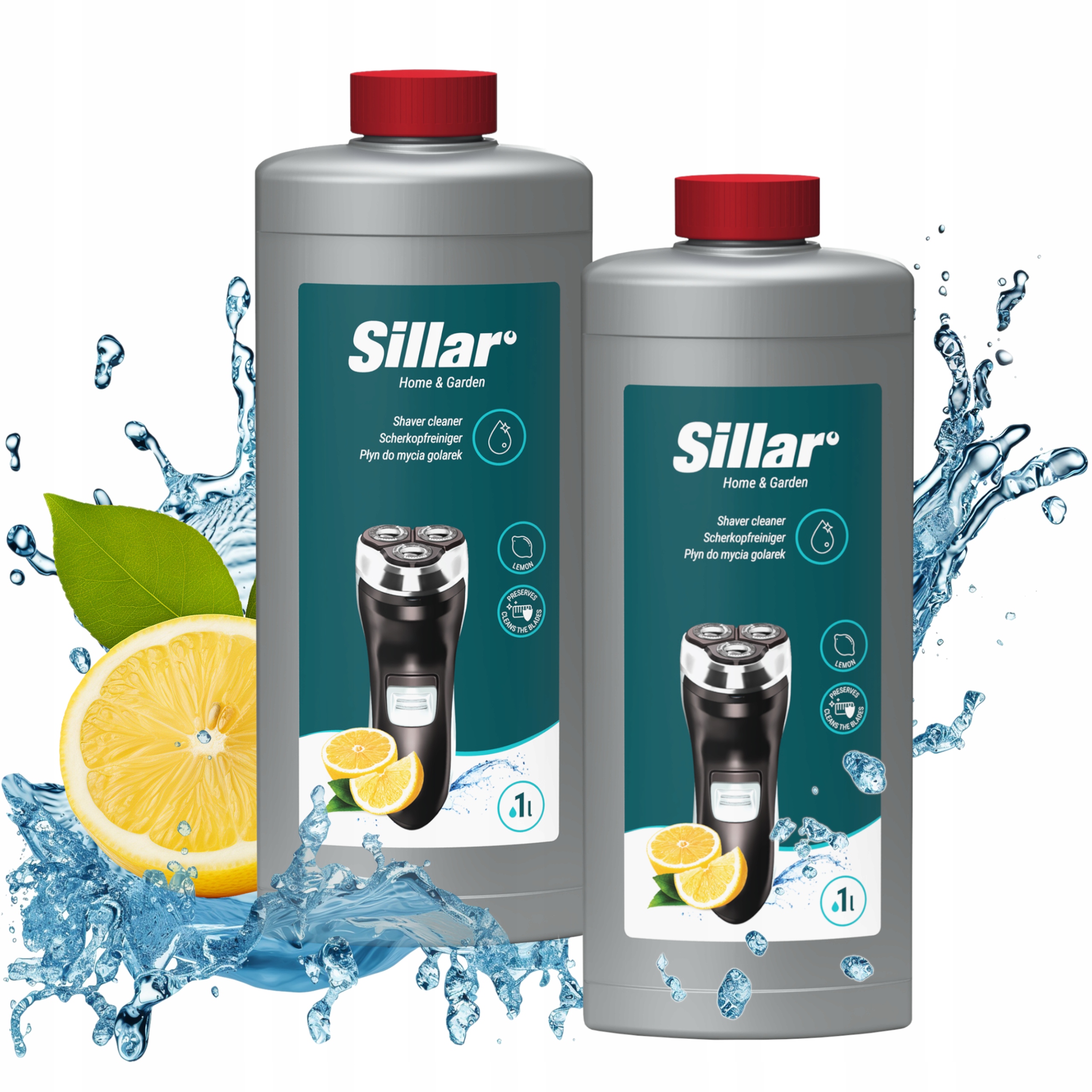 2x SILLAR PŁYN DO CZYSZCZENIA GOLAREK GŁOWIC OSTRZY SHAVER CLEAN LEMON